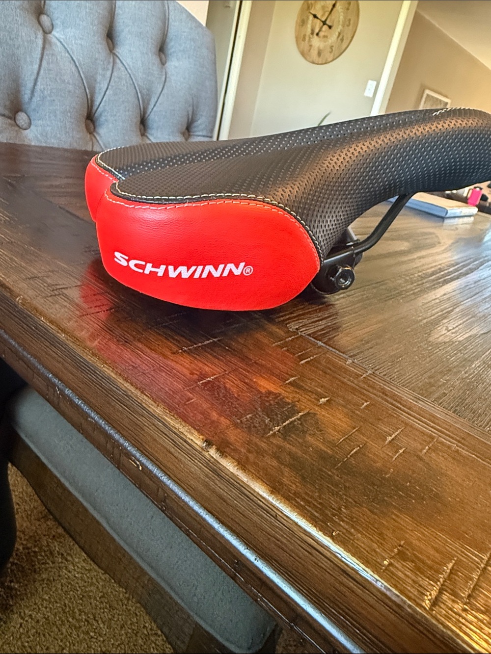 Schwinn Black and Red Bike Saddle with Perforated Top
